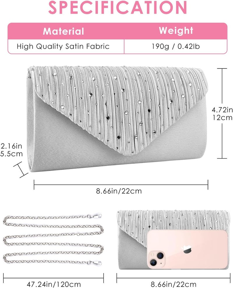 TINDTOP Evening Clutch Purses for Women Handbags for Formal Wedding Party Cocktail Prom Crossbody Shoulder Envelope Bag | for Formal Wedding, Party, Cocktail, Prom, for Formal Wedding, Party - Image 2